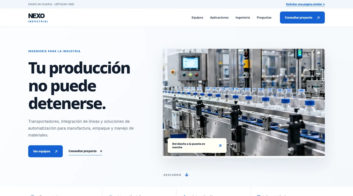 Interactive industrial website screenshot