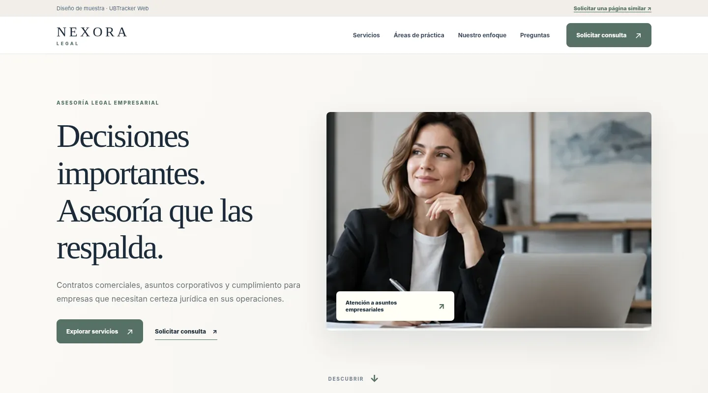 Professional services website screenshot