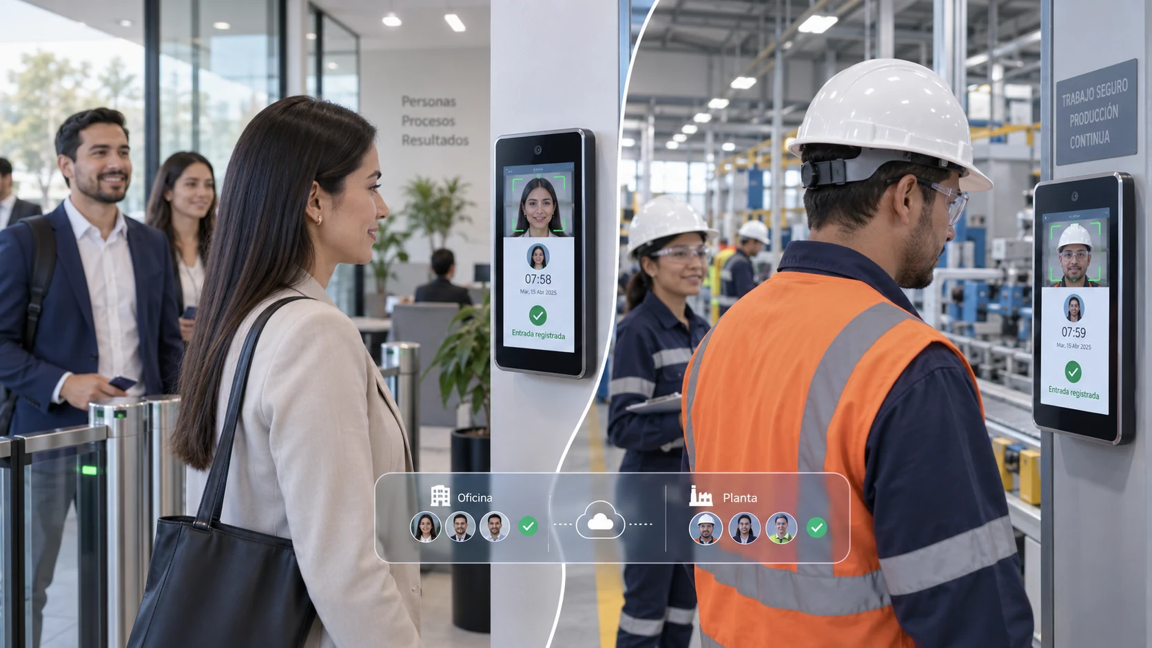 Reloj checador en oficina y planta